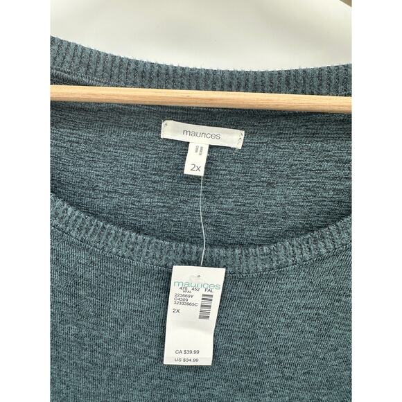 Maurices Tunic Sweater Women 2X Blue Green Scoop Neck Butter Soft NWT Long - Picture 6 of 7